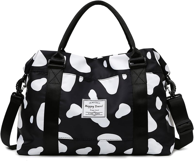 NWLR Travel Duffle Bag Weekender Overnight Bag Gym Tote with Dry and Wet Separated Pocket for Women Girls Shoulder Workout Duffel Bag Water Resistant (cow print) - Image 1